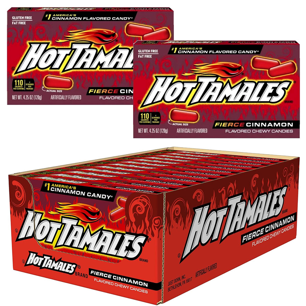 Hot Tamales Fierce Cinnamon Theatre Box 120g (6 & 12 Boxes)