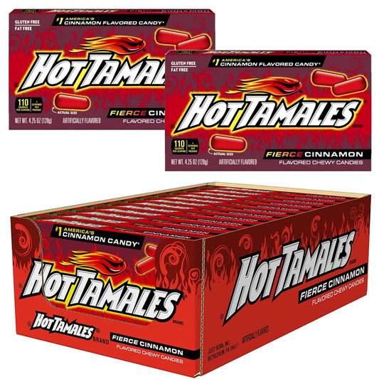 Hot Tamales Fierce Cinnamon Theatre Box 120g (6 & 12 Boxes)