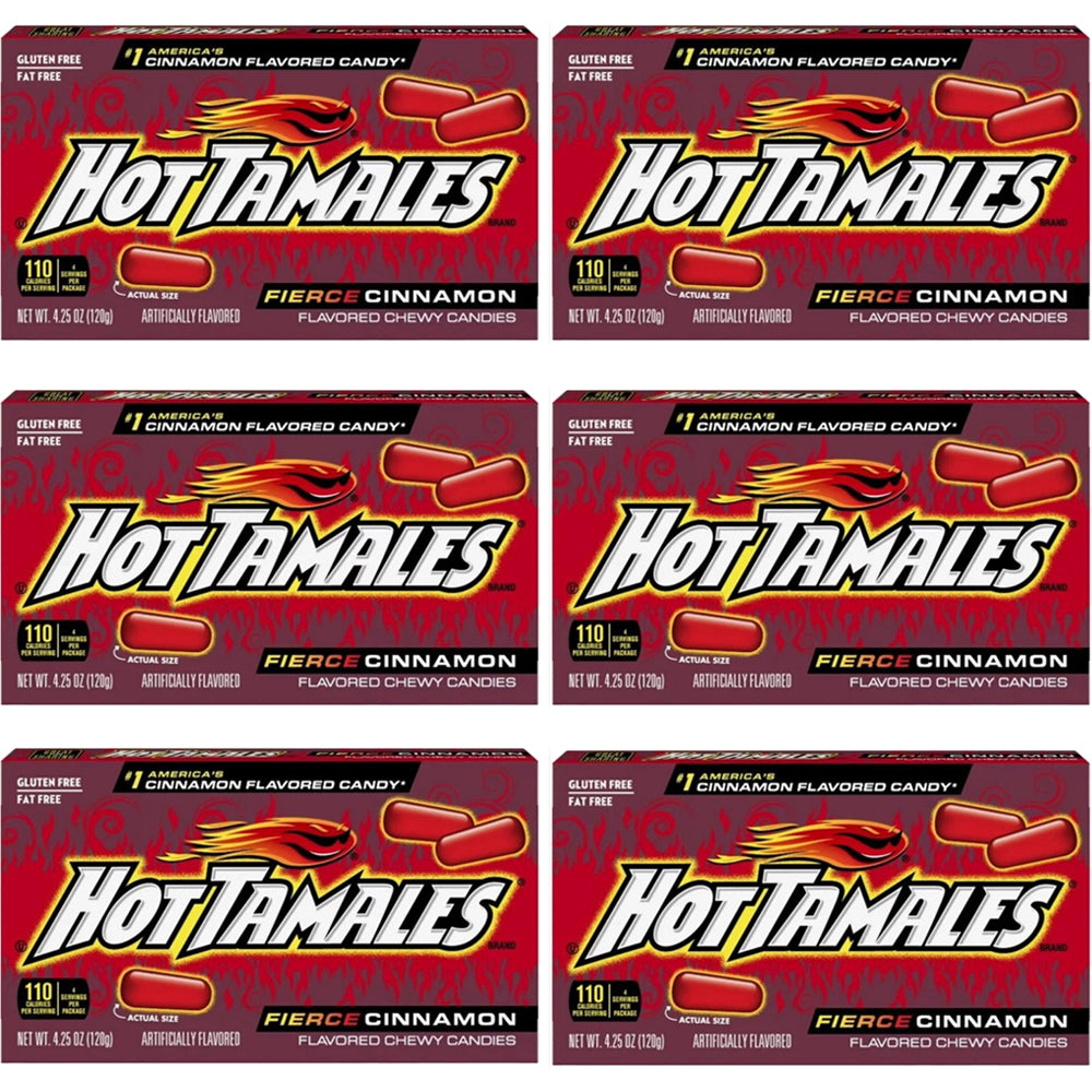 Hot Tamales Fierce Cinnamon Theatre Box 120g (6 & 12 Boxes)