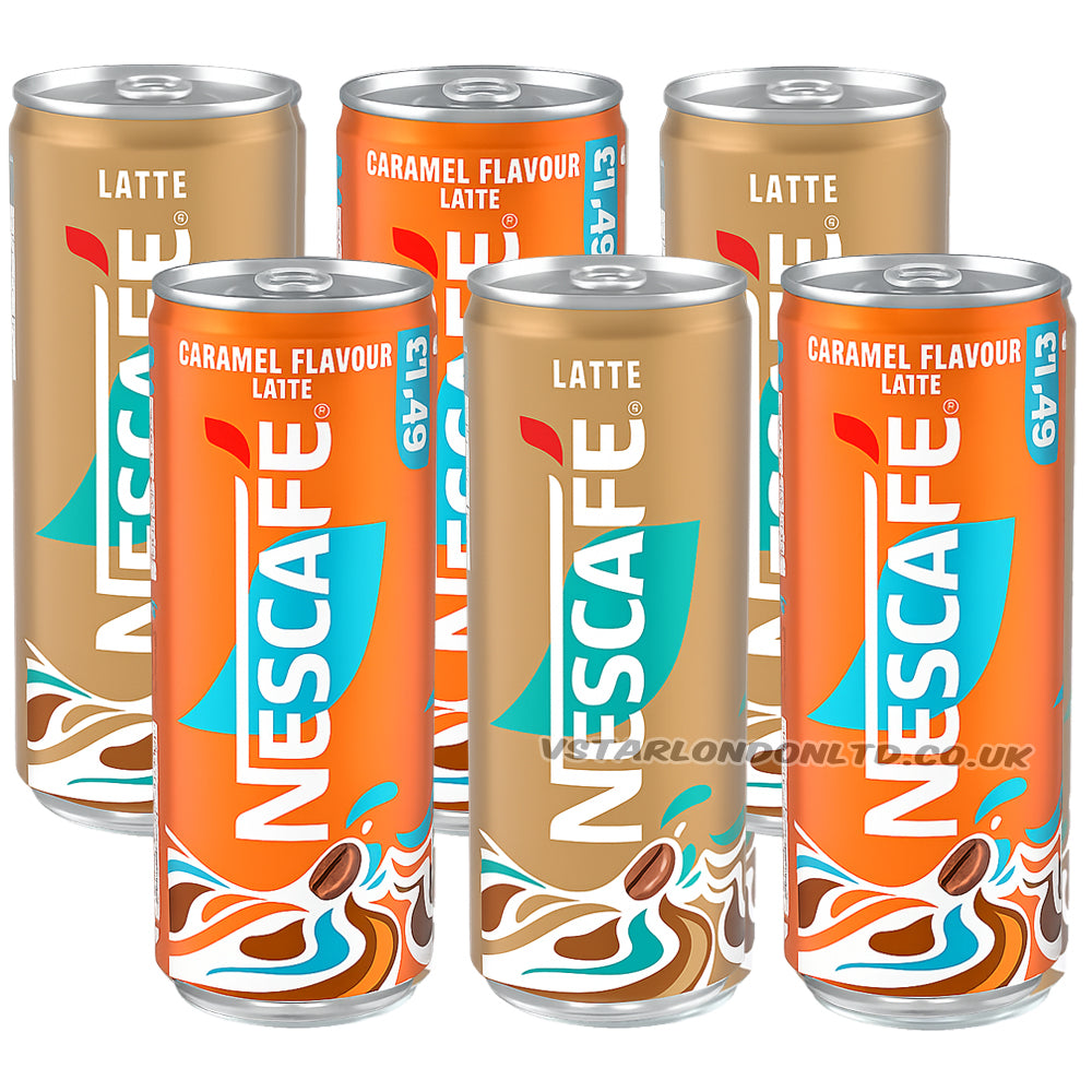 NESCAFÉ Iced Coffee Caramel Latte & Latte Mixed Pack 250ml (6 & 12 Cans)