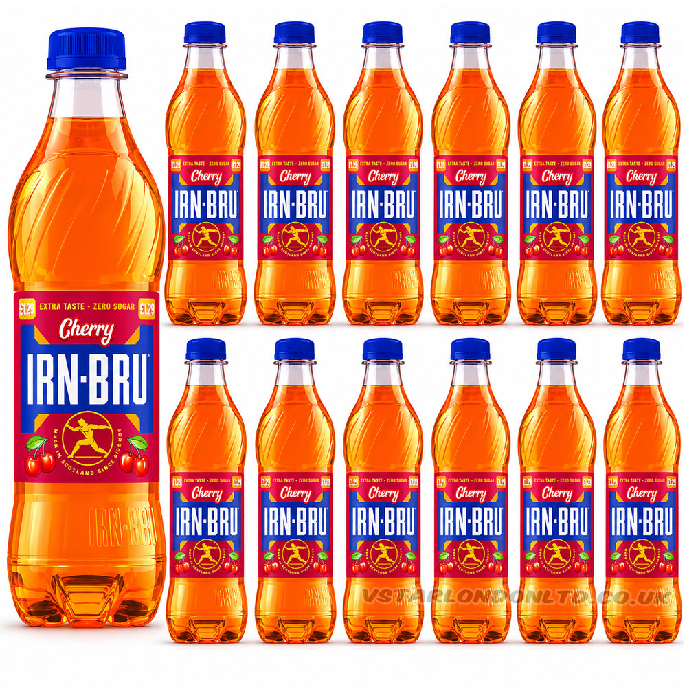 Irn-Bru Cherry Zero Sugar Sparkling Soft Drink 500ml (Case of 12)