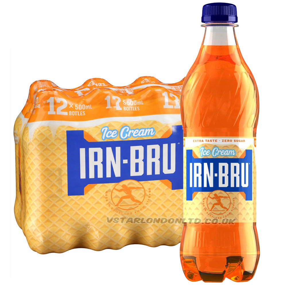 Irn-Bru Xtra Ice Cream Flavour 500ml PMP (Case of 12) Zero Sugar Soft Drink