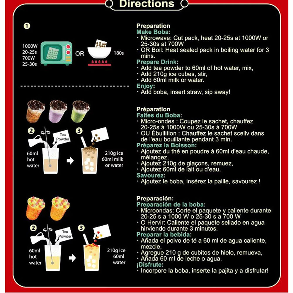 JWAY Taiwan Boba Bubble Tea Kit 768g – 10 Sets, 5 Flavours