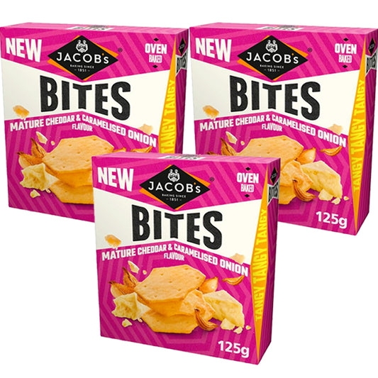 Jacob's Bites Mature Cheddar & Onion Crackers 3 x 125g