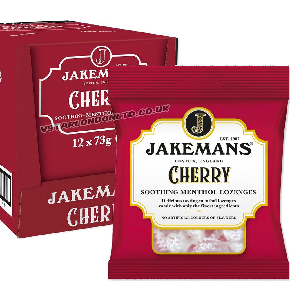 Jakemans Cherry Soothing Menthol Lozenges 12 x 73g