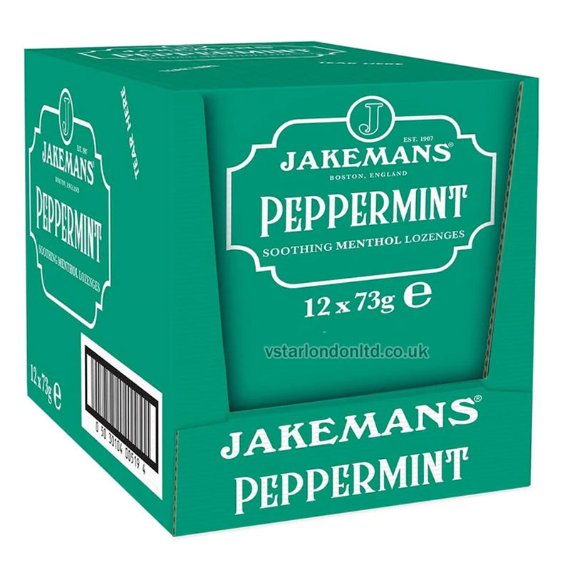 Jakemans Peppermint Menthol Lozenges 73g Bags Pack of 12