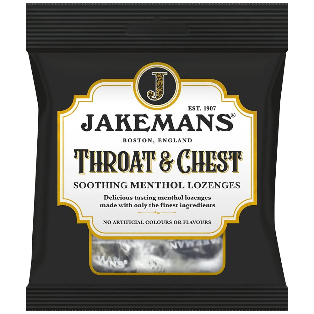 Jakemans Throat & Chest Soothing Menthol Lozenges 12 x 73g Bags