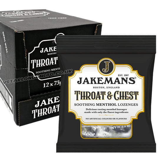 Jakemans Throat & Chest Soothing Menthol Lozenges 12 x 73g Bags