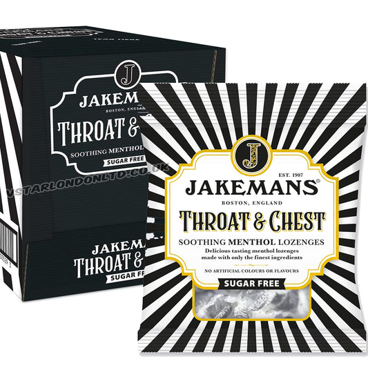 Jakemans Throat & Chest Sugar Free Lozenges 12 x 50g Bags
