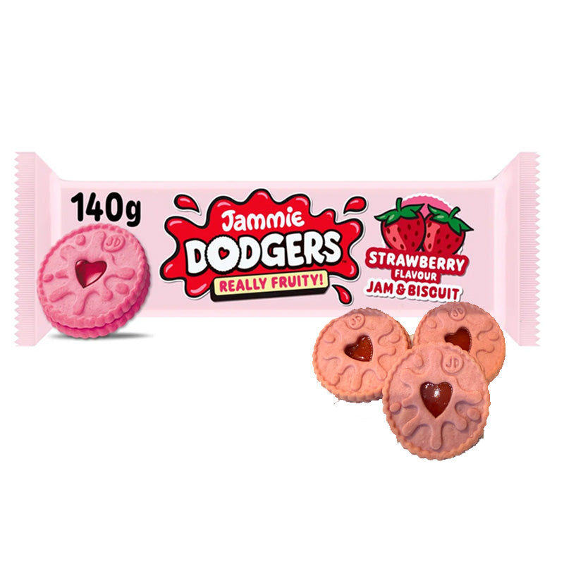 Jammie Dodgers Really Fruity Strawberry Biscuits 140g x 5 Packs Vegan Shortcake Biscuits