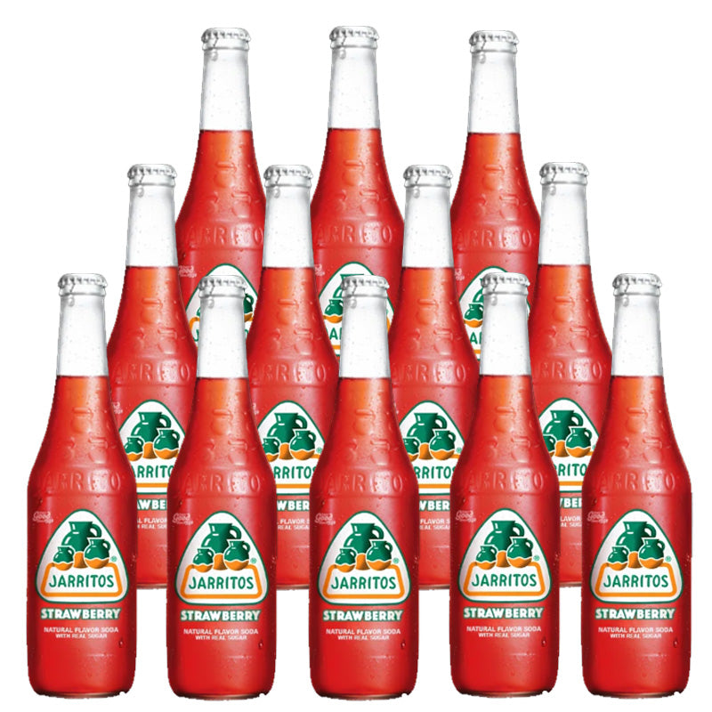 Jarritos Strawberry Mexican Soda 370ml Glass Bottles (Box of 12 Bottles)