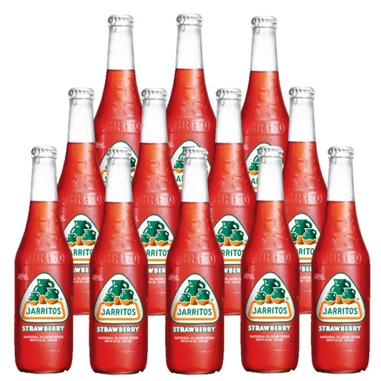 Jarritos Strawberry Mexican Soda 370ml Glass Bottles (Box of 12 Bottles)