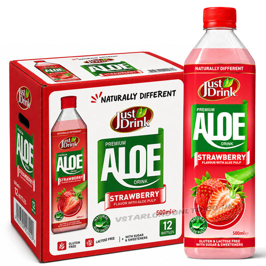 Just Drink Premium Strawberry Aloe Drink 500ml (Case of 12)