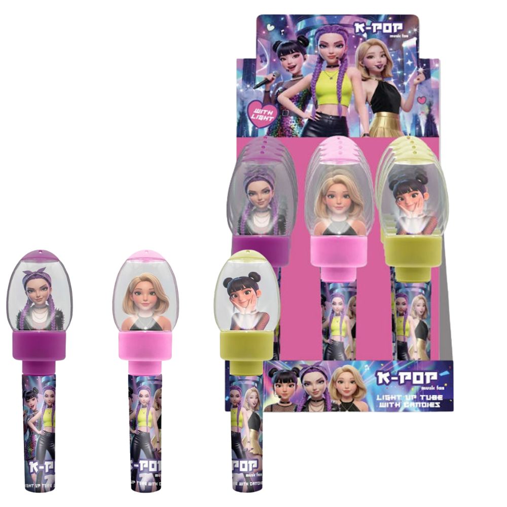 K-Pop Music Fan Light Up Tube with Candies 12 x 10g – Fruit Flavoured Candy