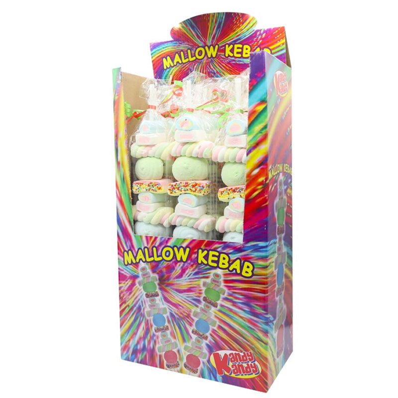Kandy King Mallow Kebabs 100g x 12 Marshmallow Lollipops with Fizzy Mallows and Sprinkles