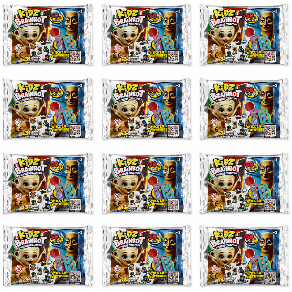 Kids Brainrot Lollipop & Stickers 24g (12 & 24 Packs) QR Song