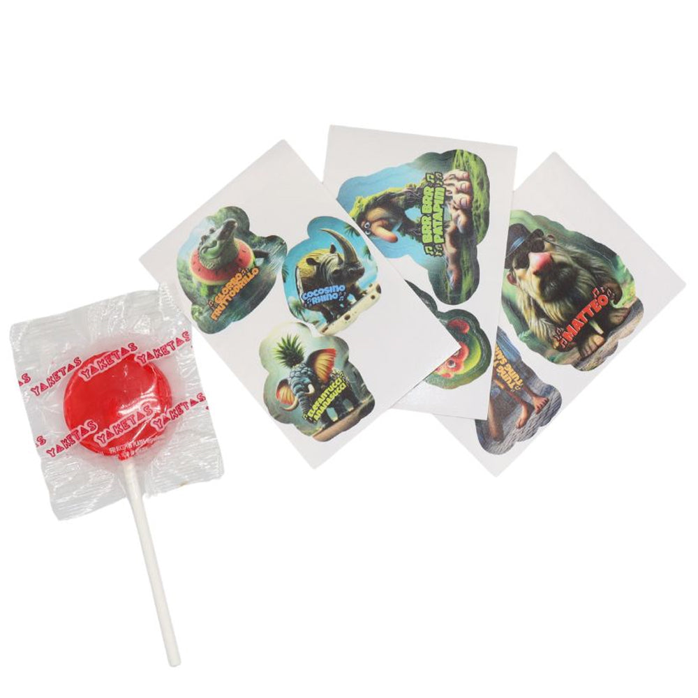 Kids Brainrot Lollipop & Stickers 24g (12 & 24 Packs) QR Song