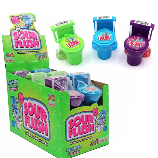 Kidsmania Sour Flush Fruit Lollipop & Sherbet Dip 12 x 39g