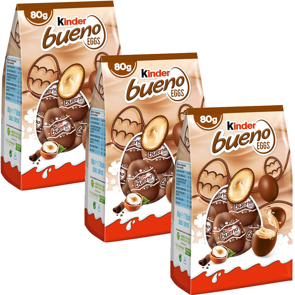 Kinder Bueno Mini Easter Eggs Milk Chocolate & Hazelnut Bag 80g (3–21 Bags)