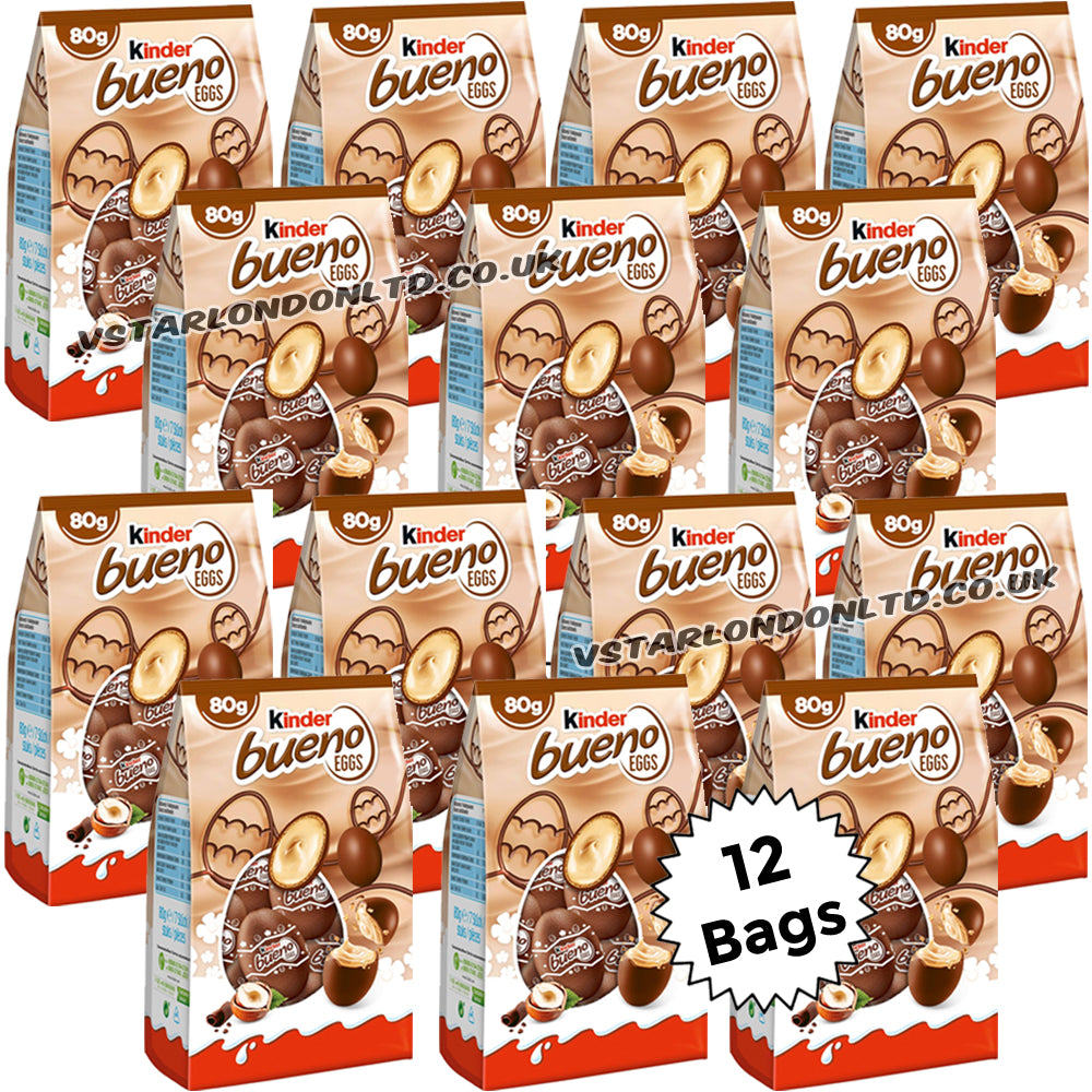 Kinder Bueno Mini Easter Eggs Milk Chocolate & Hazelnut Bag 80g (3–21 Bags)