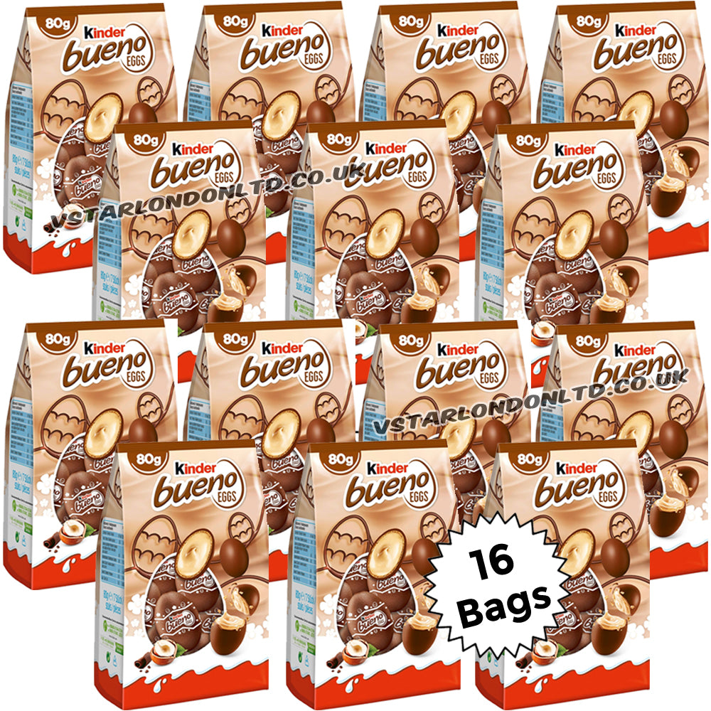 Kinder Bueno Mini Easter Eggs Milk Chocolate & Hazelnut Bag 80g (3–21 Bags)