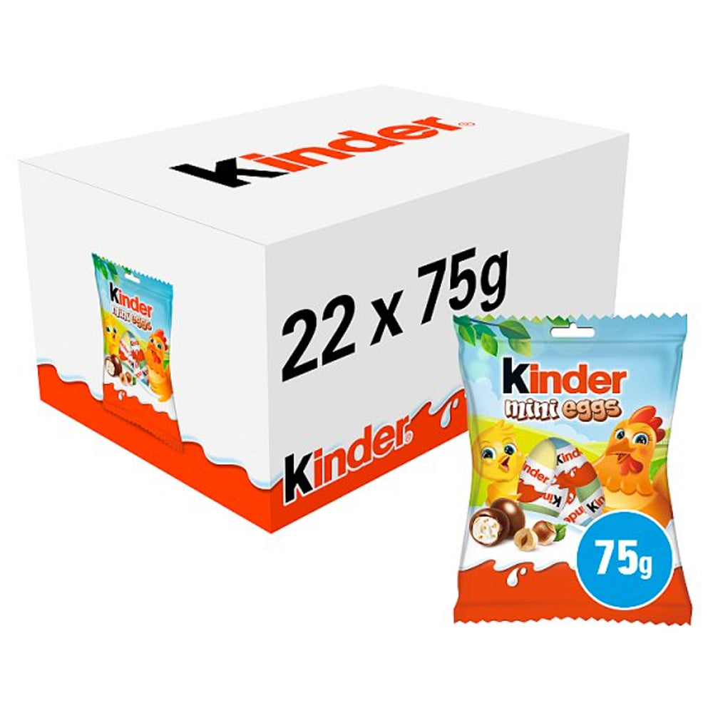 Kinder Milk Chocolate & Hazelnut Mini Easter Eggs 75g Snack Bag (10 & 22 Bags)