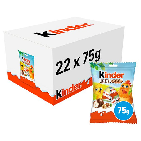 Kinder Milk Chocolate & Hazelnut Mini Easter Eggs 75g Snack Bag (10 & 22 Bags)