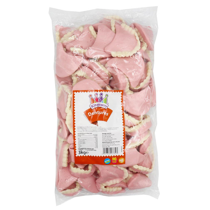 Kingsway Dentures Strawberry & Cream Gummy Sweets 1kg–3kg | Halloween Pick & Mix