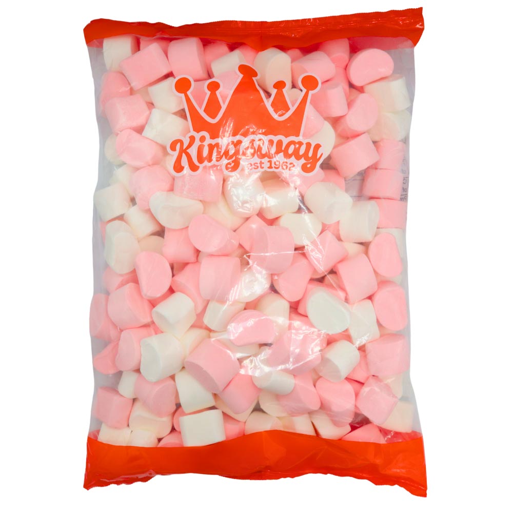 Kingsway Pink & White Mallows Marshmallows 1kg Bulk Bag