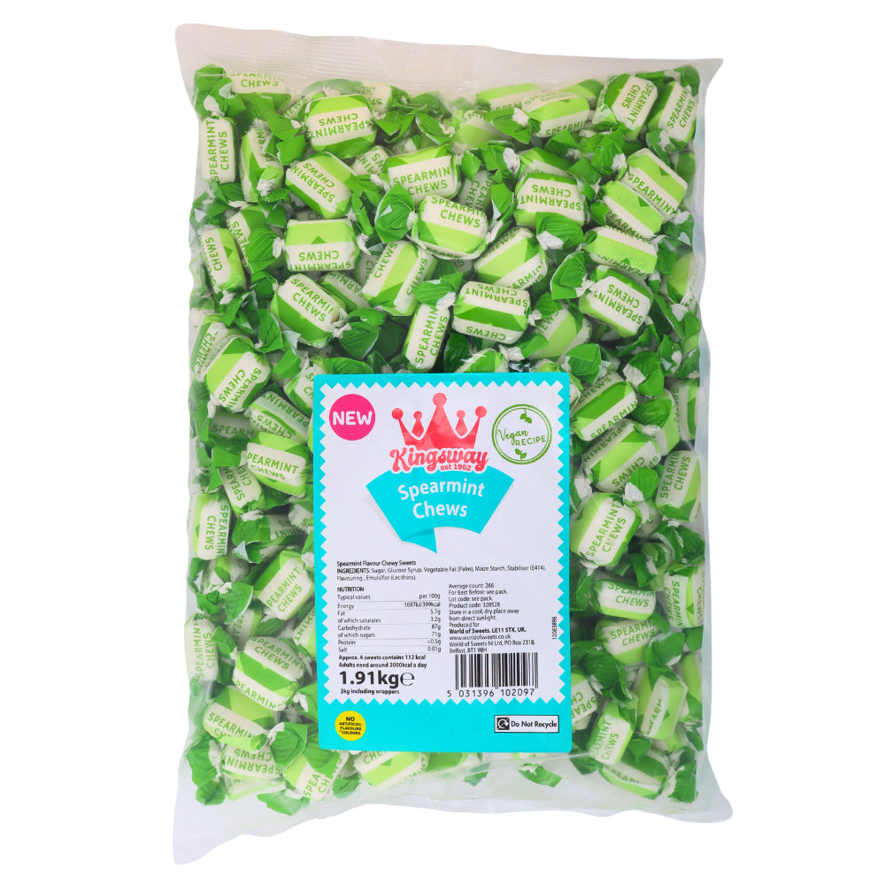 Kingsway Spearmint Chews 1kg - 4kg | Vegan Chewy Sweets