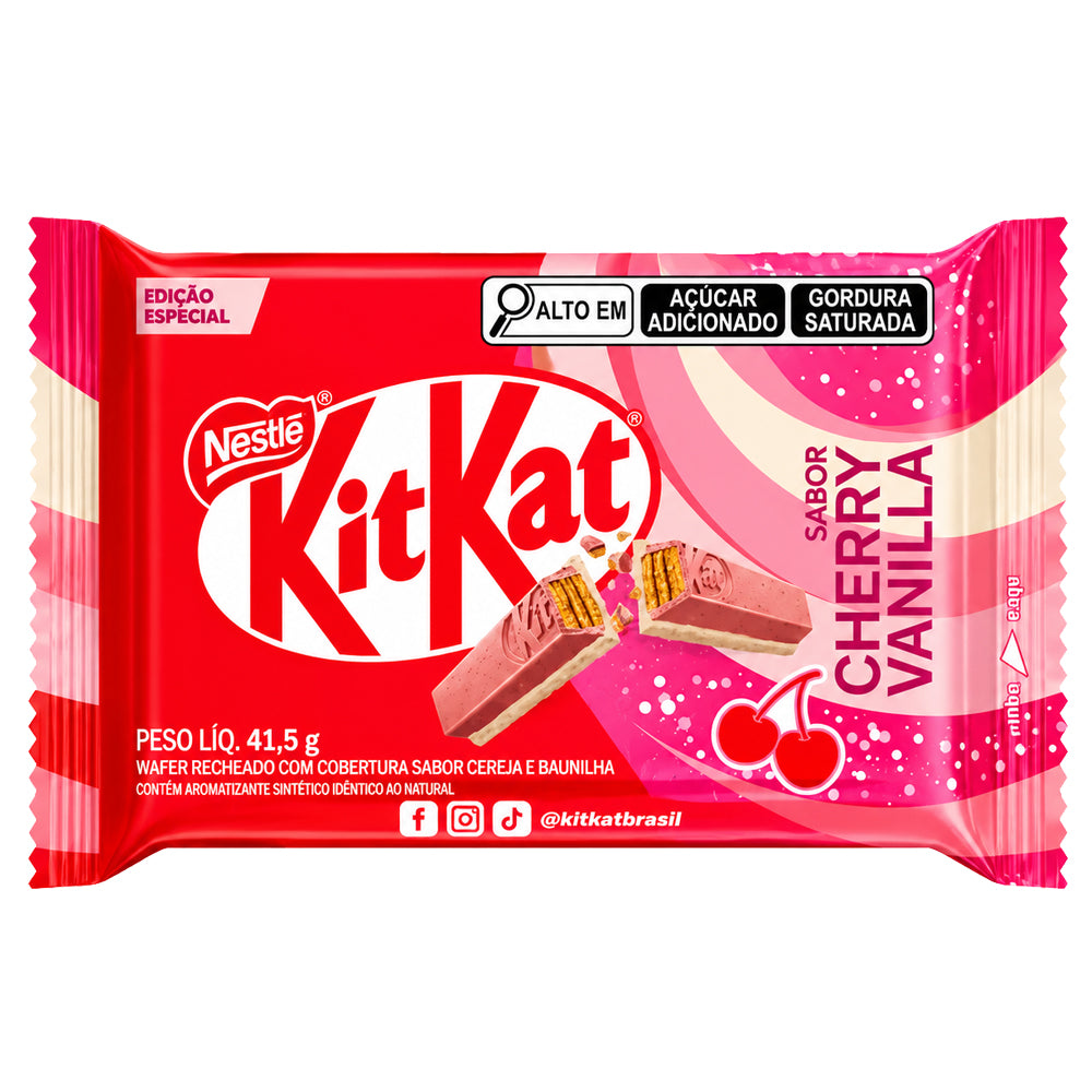 Kit Kat Cherry Vanilla Chocolate Bar 41.5g (Box of 24) | Brazil Import