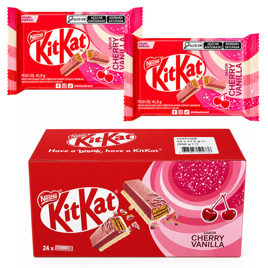 Kit Kat Cherry Vanilla Chocolate Bar 41.5g (Box of 24) | Brazil Import