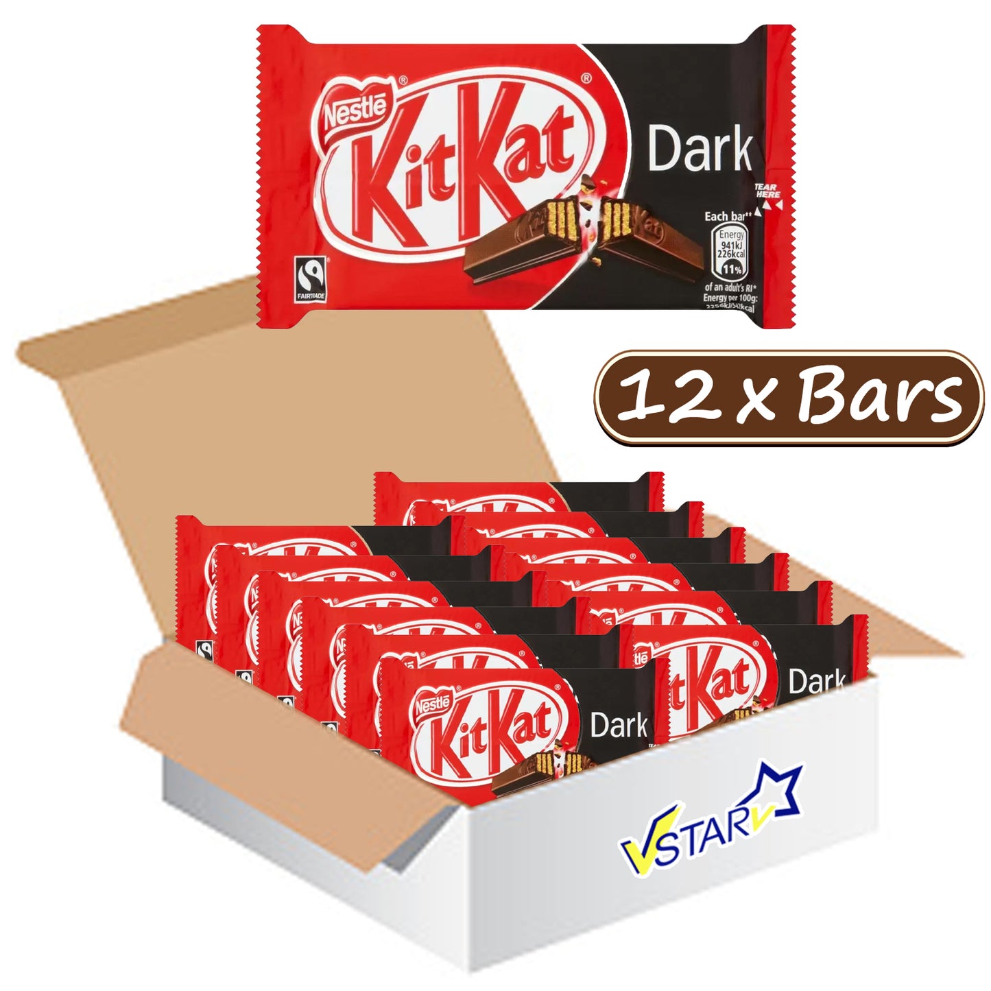 KitKat 4 Finger Dark Chocolate Bar 41.5g(Pack of 12 & 24)