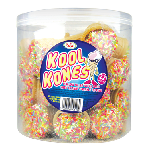 Kool Kones Mallows Tub 330g (22 x 15g) – Mallow Filled Wafer Cones