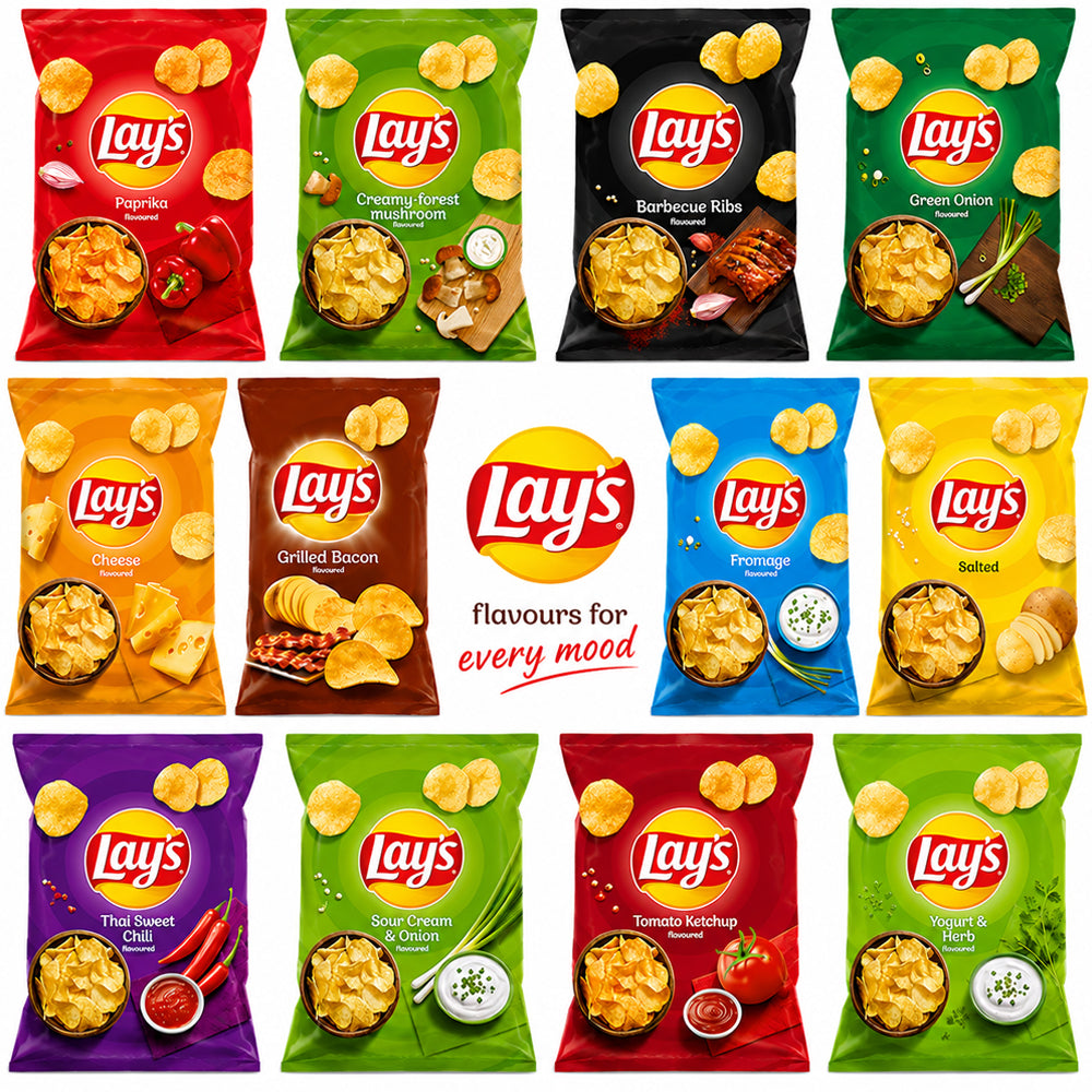 Lay’s Chips Random Mixed Flavours 130g (6 - 12 Bags)
