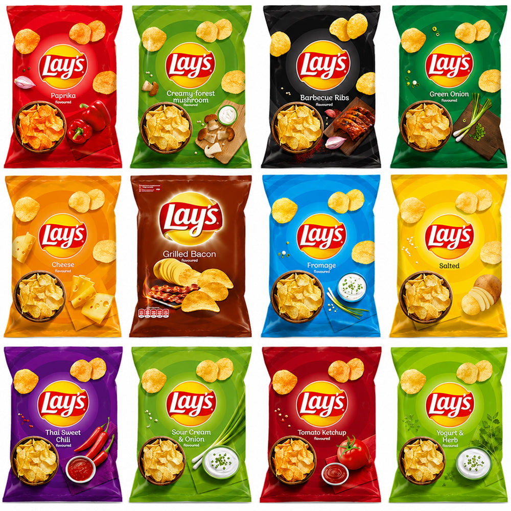Lay’s Chips Random Mixed Flavours 130g (6 - 12 Bags)