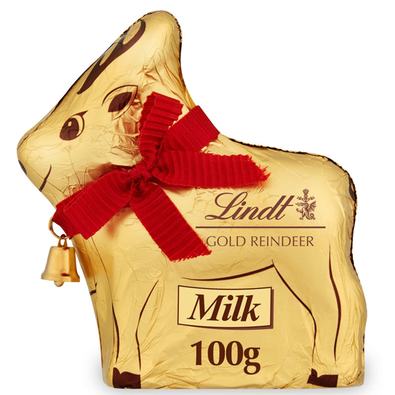 Lindt Gold Reindeer Christmas Milk Chocolate 100g | Festive Gift