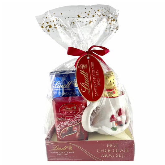 Lindt Hot Chocolate Mug Gift Set - Teddy, Lindor Truffles & Marshmallows