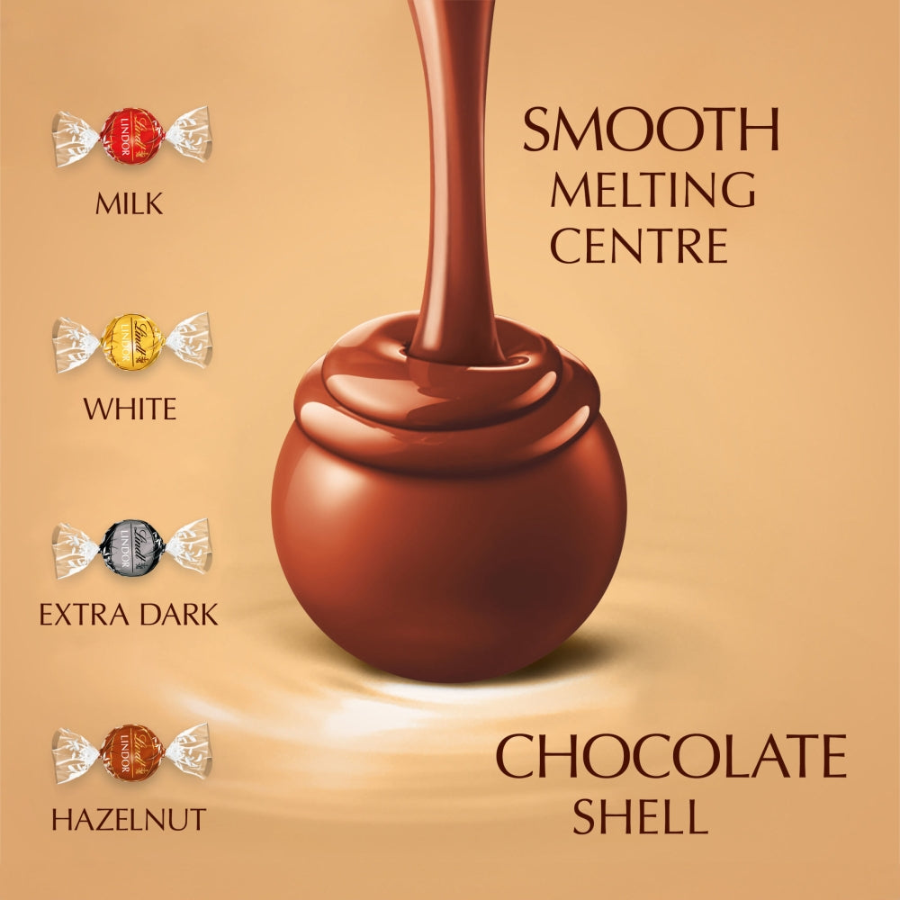 Lindt Lindor Assorted Chocolate Truffles Gold Gift Box 300g – 24 Pieces