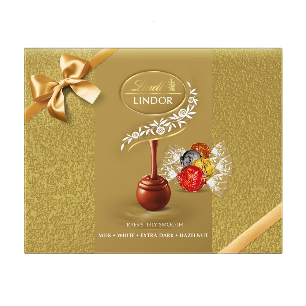 Lindt Lindor Assorted Chocolate Truffles Gold Gift Box 300g – 24 Pieces