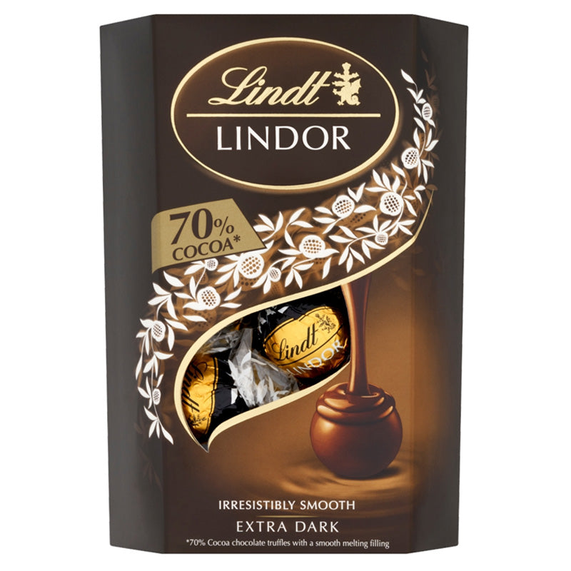 Lindt Lindor Extra Dark Chocolate Truffles 200g Box– 70% Cocoa
