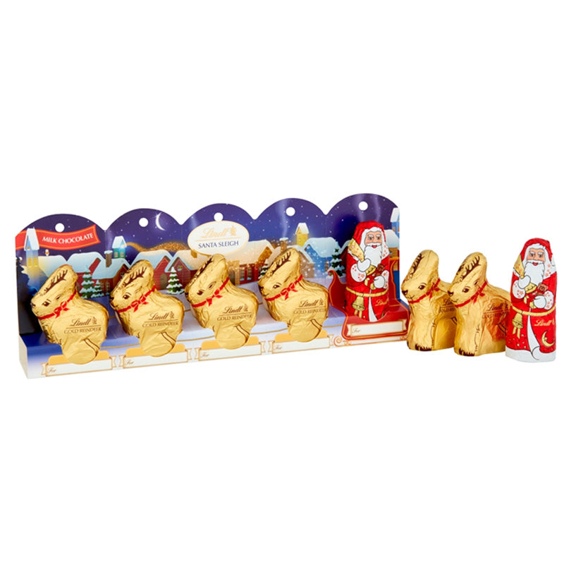 Lindt Santa Sleigh Christmas Milk Chocolates Santa and Reindeer 50g x 5 Pieces Chocolate
