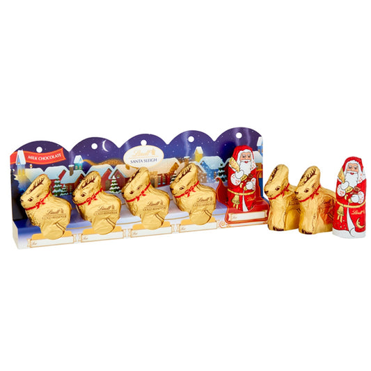 Lindt Santa Sleigh Christmas Milk Chocolates Santa and Reindeer 50g x 5 Pieces Chocolate