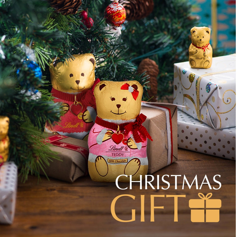 Lindt Teddy Christmas Milk Chocolate 100g x 2 – Pink Chocolate Teddy Bears