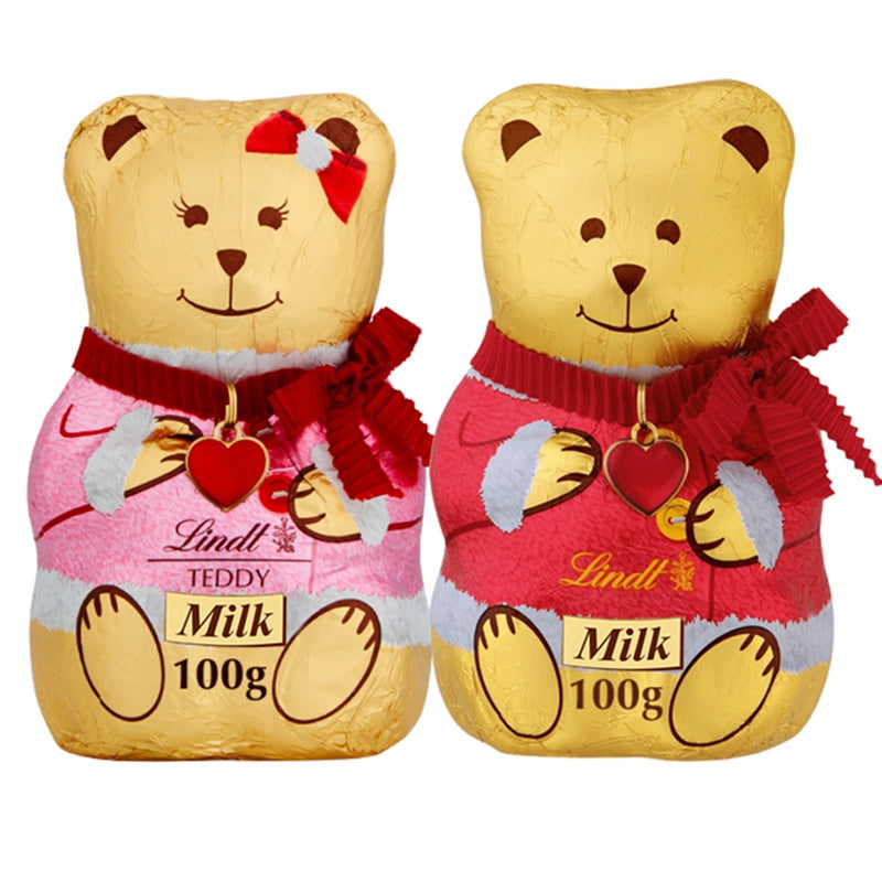 Lindt Teddy Christmas Milk Chocolate 100g x 2 – Pink Chocolate Teddy Bears