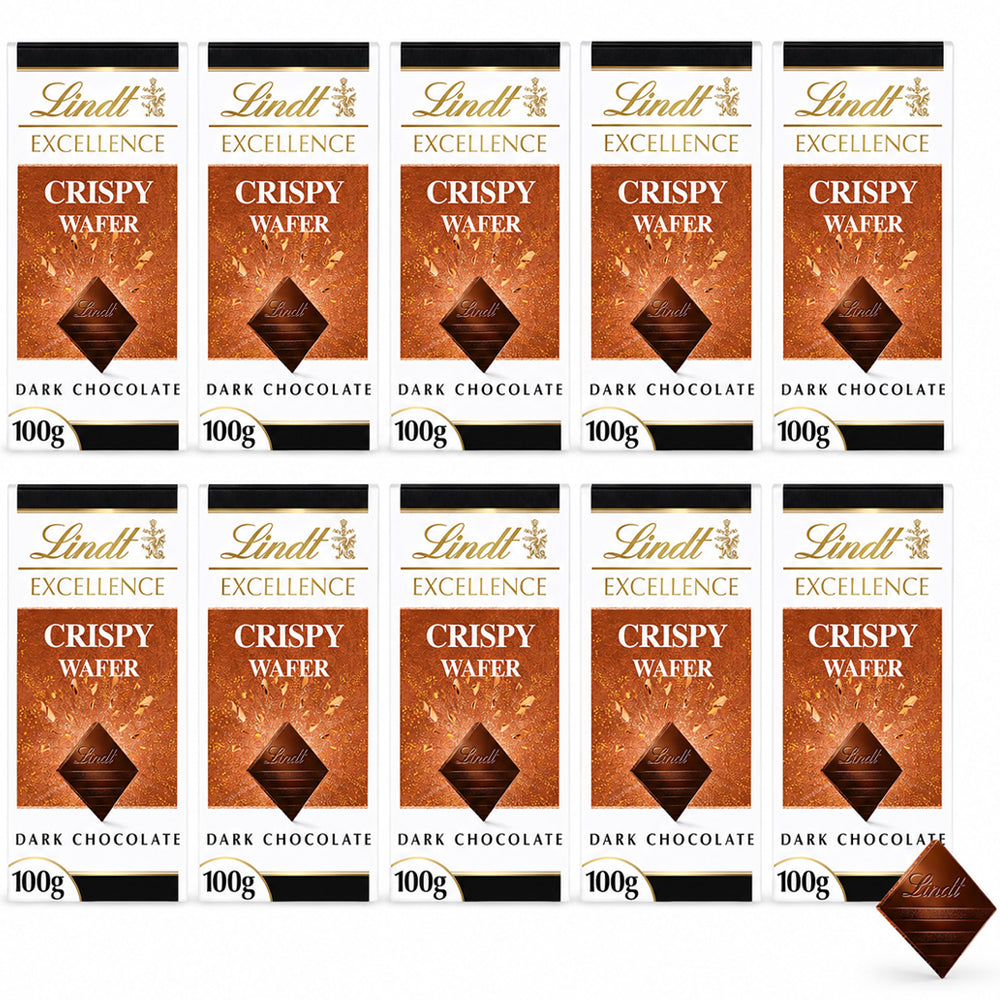 Lindt Excellence Dark Chocolate Crispy Wafer 100g (10 & 20 Bars)