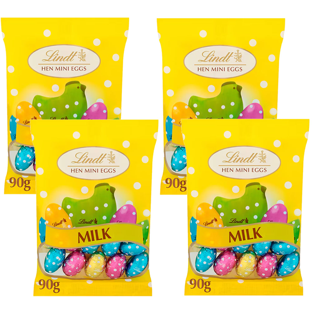 Lindt Hen Easter Milk Chocolate Mini Eggs Bag 90g (4, 8 & 16 Bags)