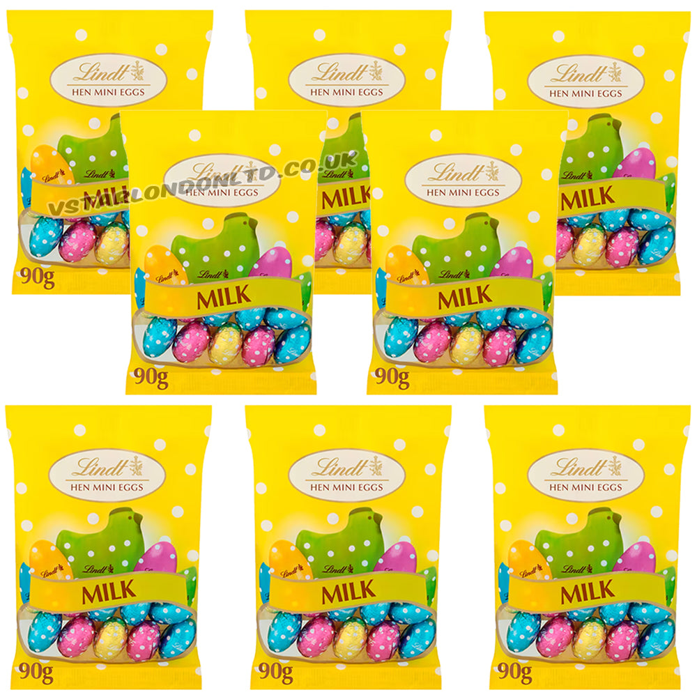 Lindt Hen Easter Milk Chocolate Mini Eggs Bag 90g (4, 8 & 16 Bags)