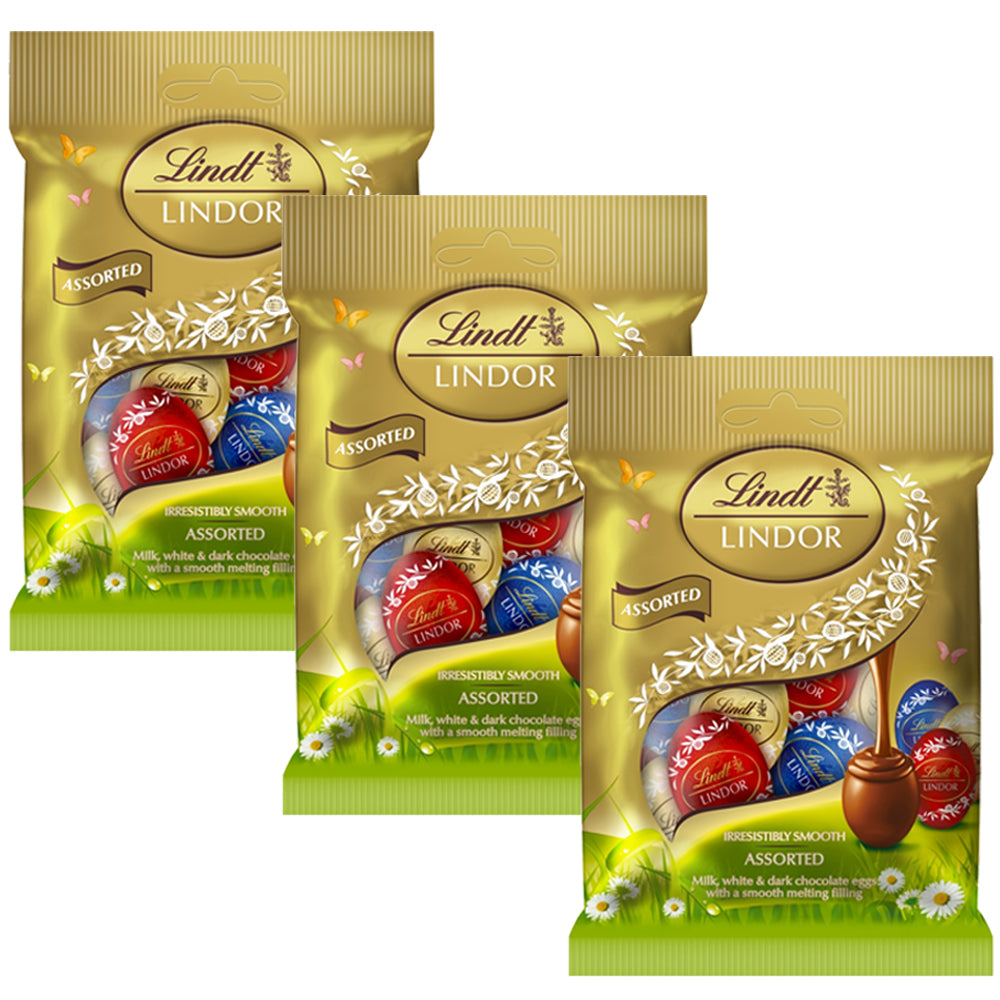 Lindt LINDOR Assorted Chocolate Mini Easter Eggs 80g (6, 12 & 16 Bags)