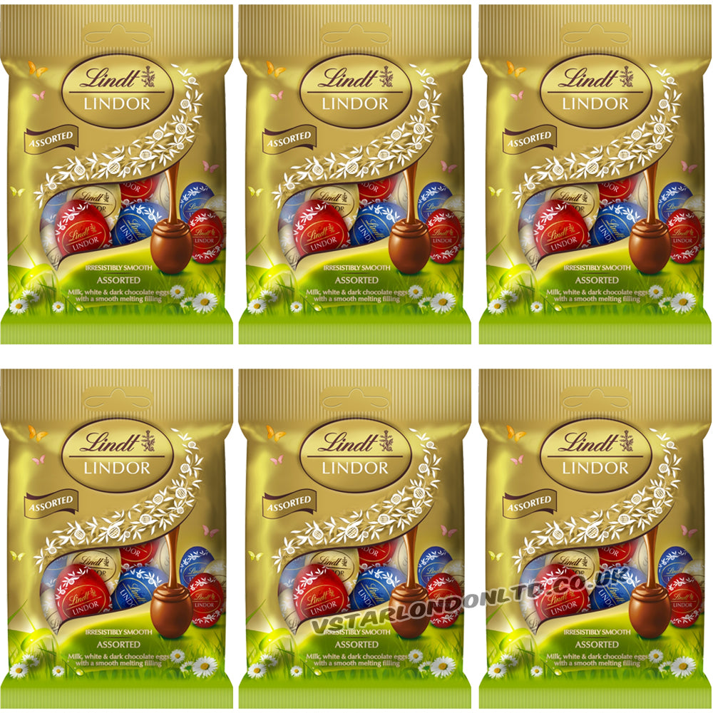 Lindt LINDOR Assorted Chocolate Mini Easter Eggs 80g (6, 12 & 16 Bags)